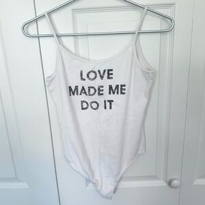 Vintage Express One Eleven White Thong Bodysuit | LOVE MADE ME DO IT Design MED